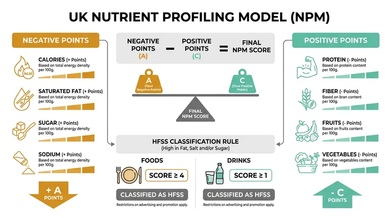 How the UK government calculates whether a product is legally classified as HFSS.