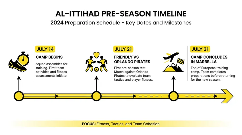 Al-Ittihad's July 2026 pre-season schedule in Spain.