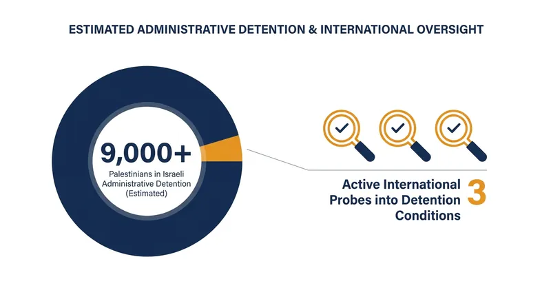 Human rights organizations estimate over 9,000 Palestinians are currently held in Israeli detention facilities.