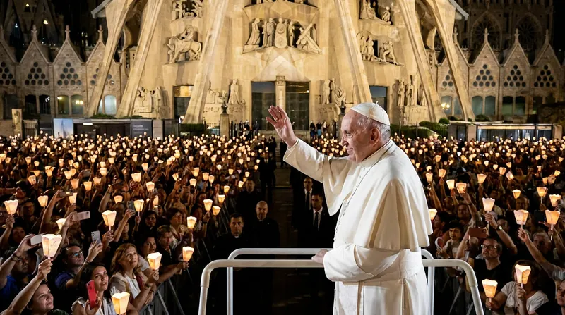Pope Leo XIV blesses the newly completed tower during a centenary Mass commemorating Antoni Gaudí.