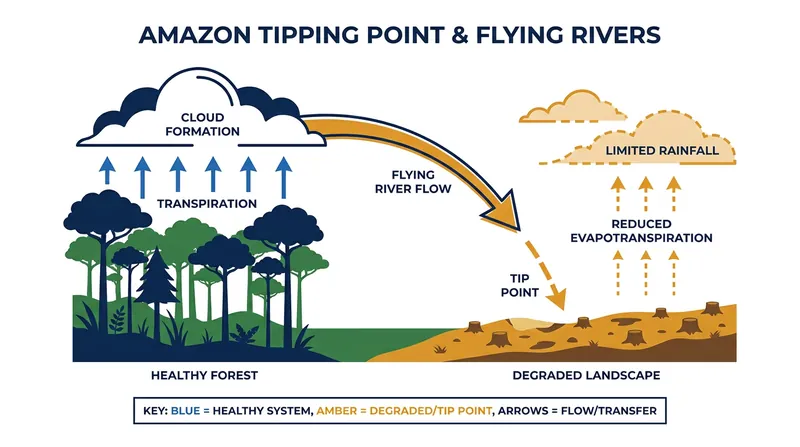 The 80% conservation threshold is required to maintain the forest's 'flying rivers,' which generate regional rainfall.