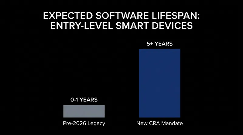 The new legislation forces a massive increase in the guaranteed software lifespan of budget electronics.