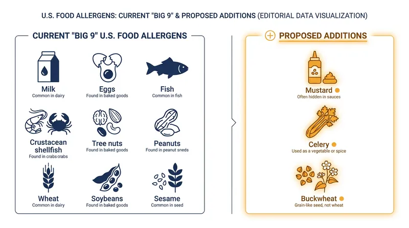 If approved, the additions would expand the U.S. mandatory labeling list to 12 major allergens.