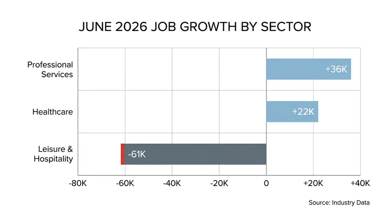Job growth was highly concentrated in June, with leisure and hospitality acting as a major drag on the headline number.