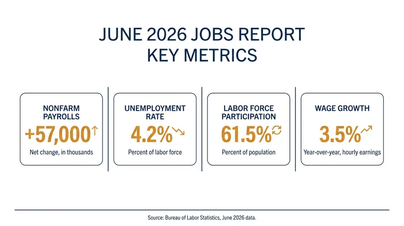 Key metrics from the June 2026 Employment Situation Summary.