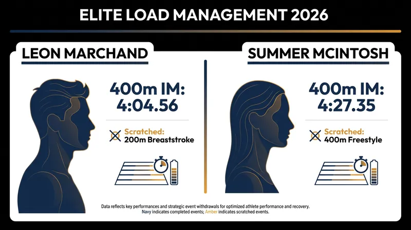 Both Marchand and McIntosh posted world-class 400m IM times before withdrawing to protect their health.