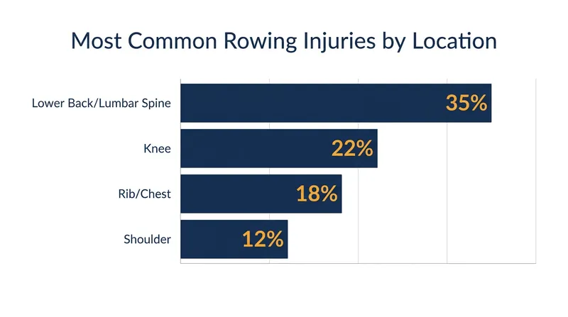 Lower back injuries remain the most prevalent medical issue in elite rowing, affecting up to half of all competitors annually.