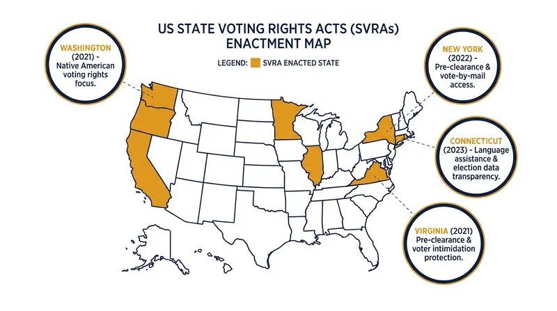 Eight states have passed comprehensive State Voting Rights Acts as of 2026.