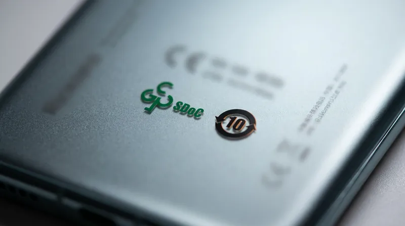 The Green 'e' indicates a product is free of restricted substances, while the orange EFUP logo shows how many years a product remains environmentally safe.