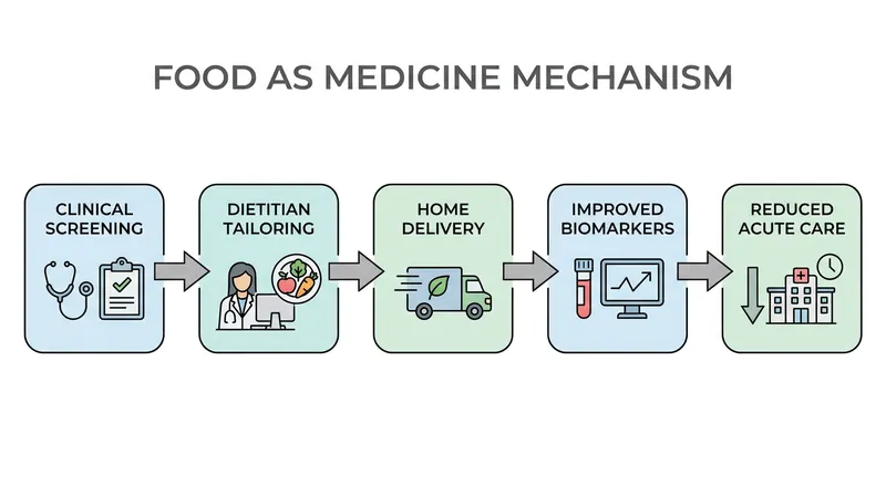 How food interventions intercept acute medical crises before they require hospitalization.