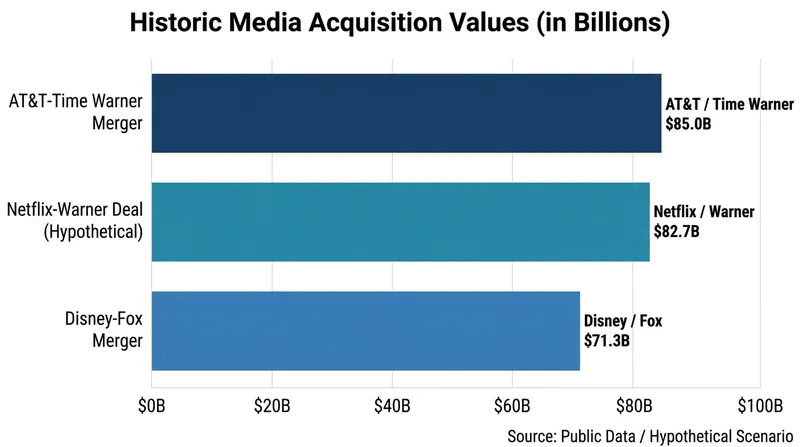 At $82.7 billion, the Netflix-Warner Bros. deal ranks among the largest media consolidations in history.