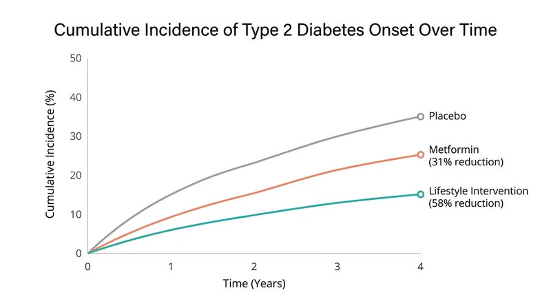 While both interventions delayed diabetes in the early years, lifestyle changes provided nearly double the protective effect of metformin.