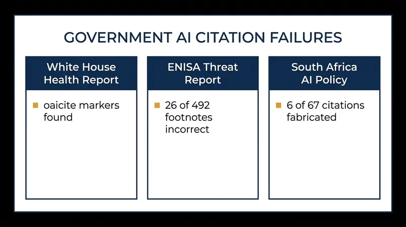 Three high-profile instances of AI hallucinations infiltrating official government policy documents over the past year.