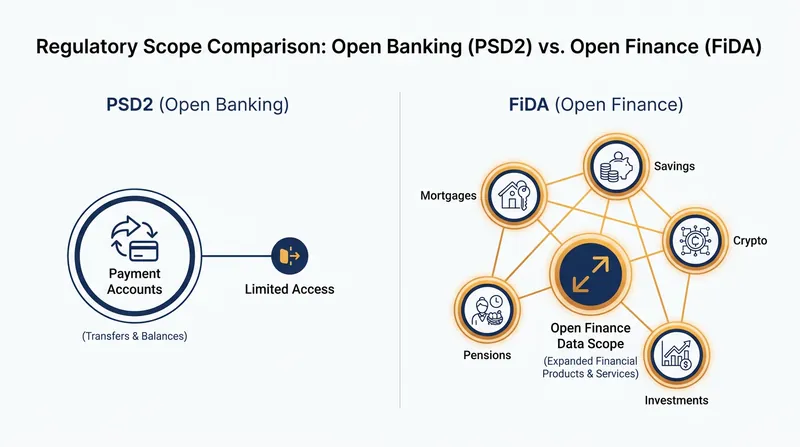 FiDA significantly expands the scope of mandatory data sharing across the financial sector.