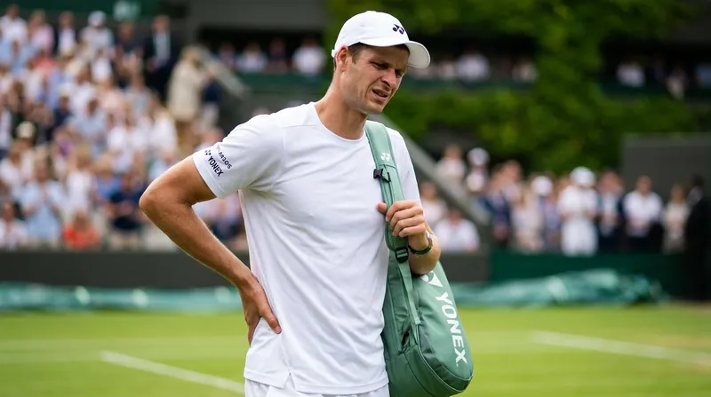 Hubert Hurkacz was forced to retire in the fifth set of his fourth-round match due to back and abdominal pain.