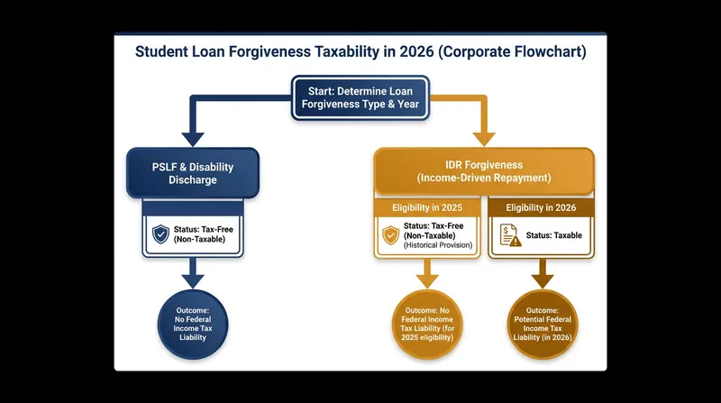 Not all forgiveness is taxable. PSLF and disability discharges remain permanently exempt.
