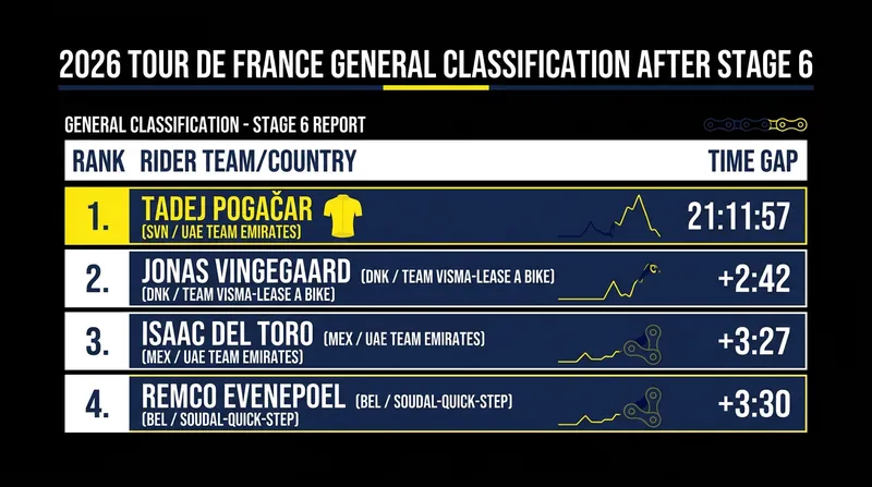 General Classification Standings after Stage 6