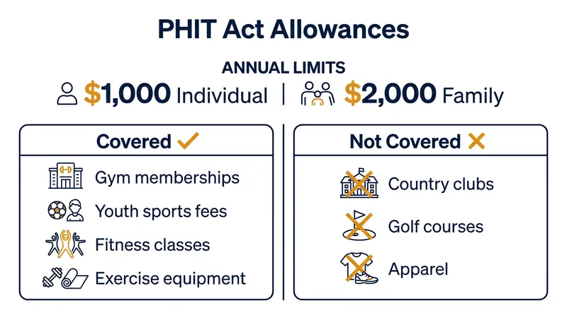 A breakdown of the proposed pre-tax limits and eligible fitness expenses.