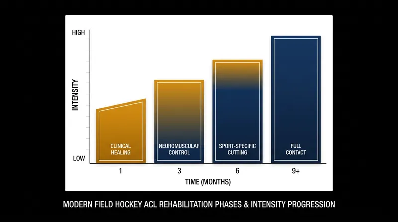 Modern rehabilitation protocols integrate sport-specific movements—like the semi-crouched stance—much earlier in the recovery timeline.