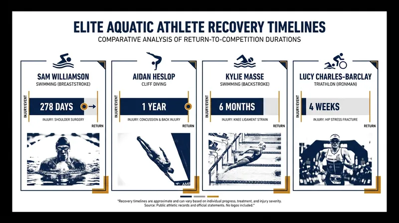Recovery timelines vary wildly depending on the severity of the injury and the demands of the specific aquatic discipline.