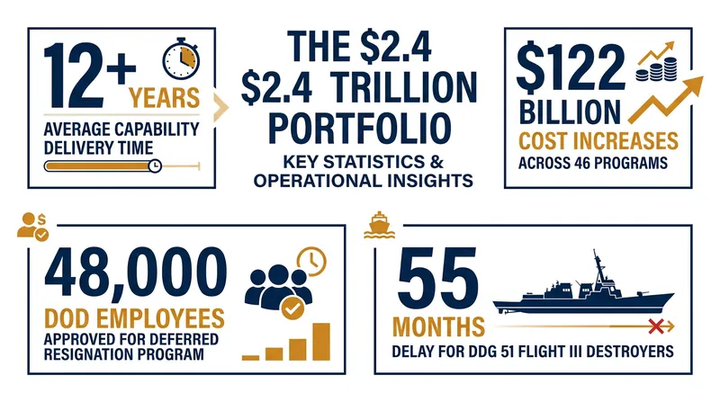 Key figures from the GAO's 2026 Weapon Systems Annual Assessment.