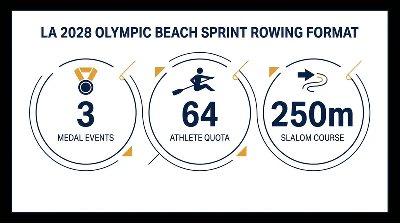 The format and quotas for Beach Sprint Rowing's Olympic debut in Los Angeles.