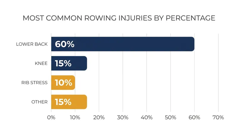 Lower back issues remain the most prevalent injury in elite rowing, requiring careful load management.