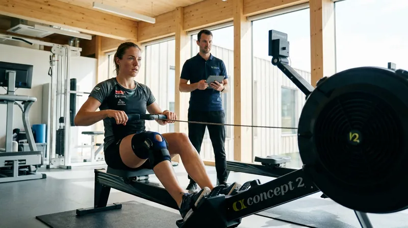 Indoor ergometers provide a controlled environment for elite rowers to maintain cardiovascular fitness while recovering from injury.