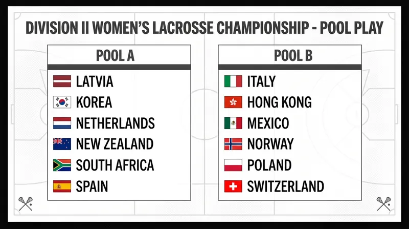 The 12 participating nations are split into two pools for the round-robin stage.