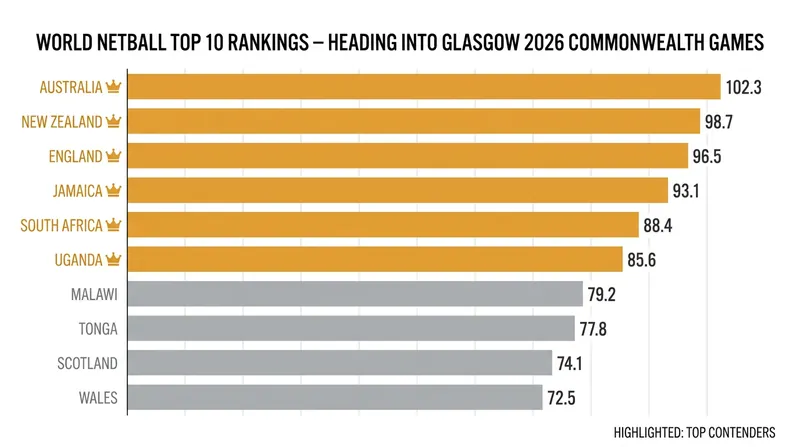 The World Netball rankings set the stage for a fiercely competitive group phase in Glasgow.