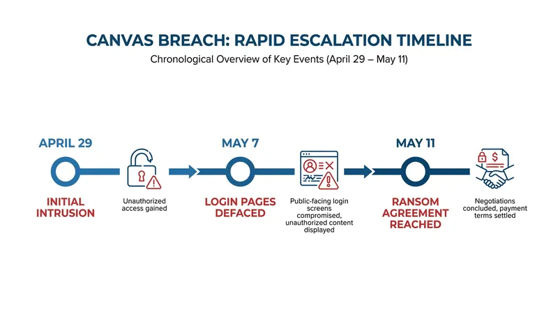 The breach escalated quickly, culminating in public extortion demands during final exam week.