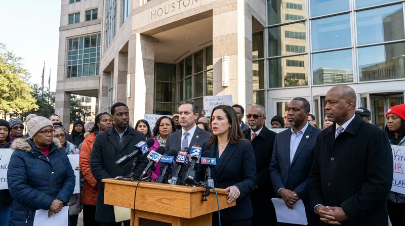 Houston local officials and community leaders condemn the unannounced federal operation.