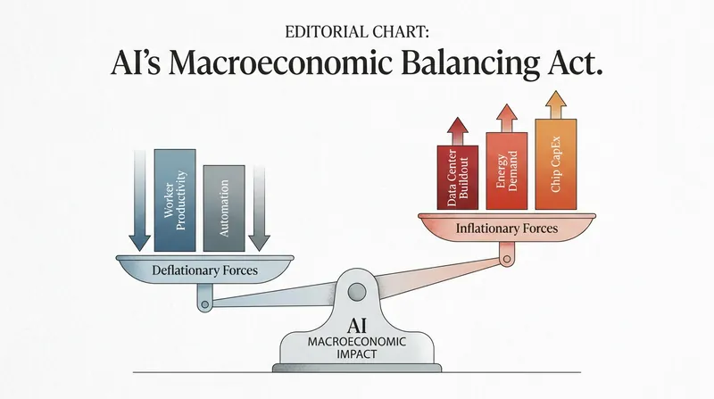 Economists are divided on whether AI's immediate impact will be inflationary or deflationary.