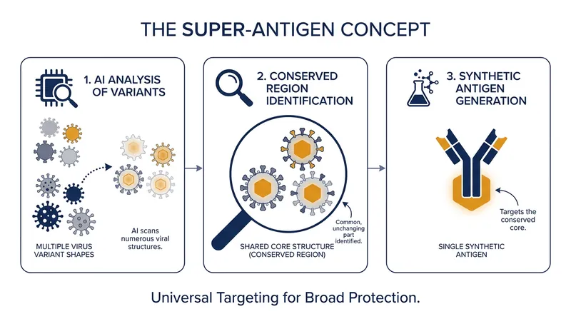 How AI designs a super-antigen by targeting the evolutionary constraints shared across an entire virus family.