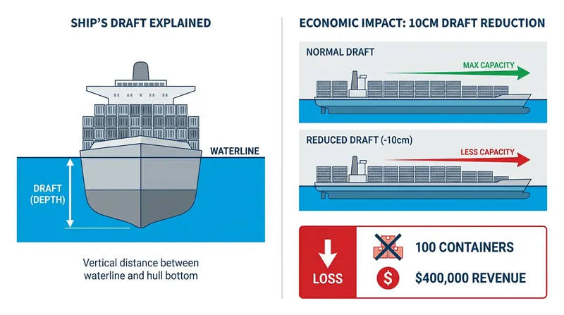 Even minor reductions in authorized draft force carriers to leave significant cargo behind.