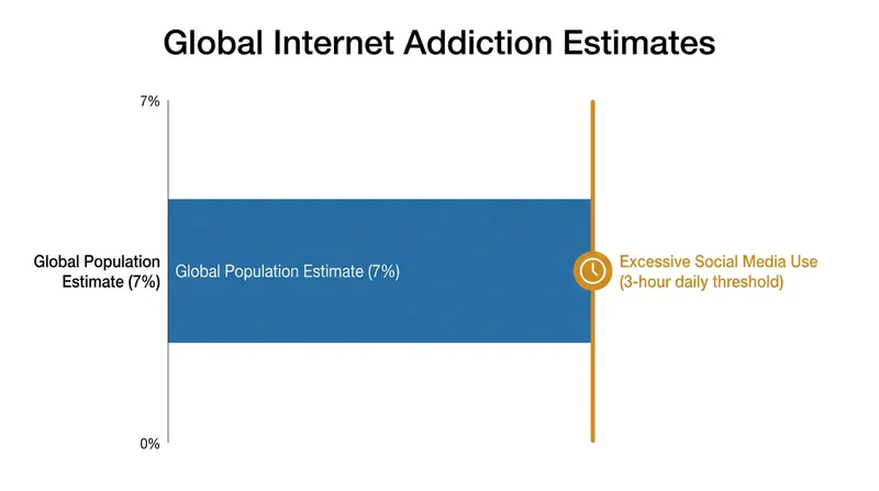 Public health researchers estimate that a significant portion of the global population exhibits signs of compulsive internet use.