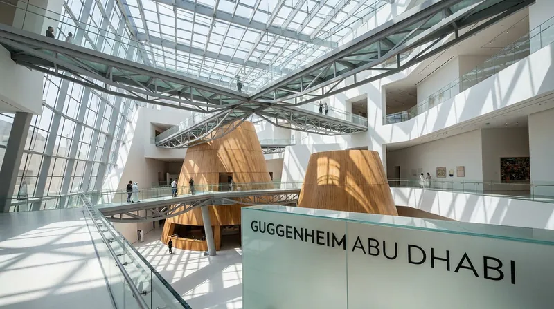 Glass and steel bridges connect the museum's 28 galleries, echoing the layout of a traditional Middle Eastern souk.