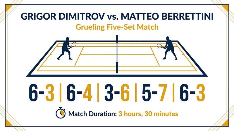 Dimitrov proved his physical endurance in a three-and-a-half-hour marathon against Matteo Berrettini.