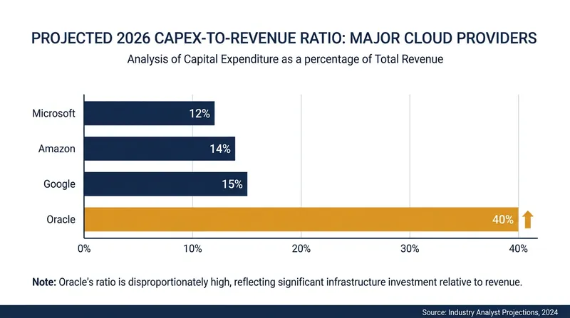 Oracle's CapEx-to-revenue ratio triggered concerns from credit rating agencies, leading to its recent downgrade.