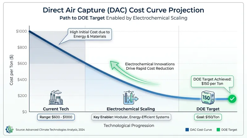 Researchers project the electrical method could eventually drive capture costs down to the critical $150-per-ton threshold.