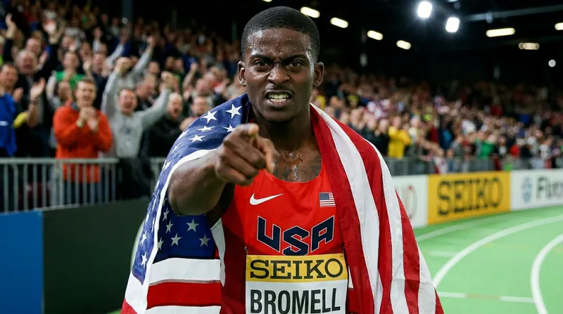Bromell celebrates his victory, sending a message that his injury struggles are behind him.