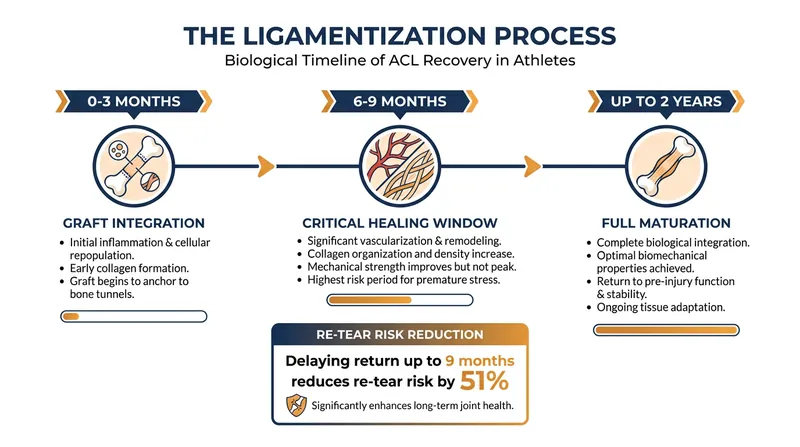 The biological healing of an ACL graft requires significant time to ensure structural integrity.