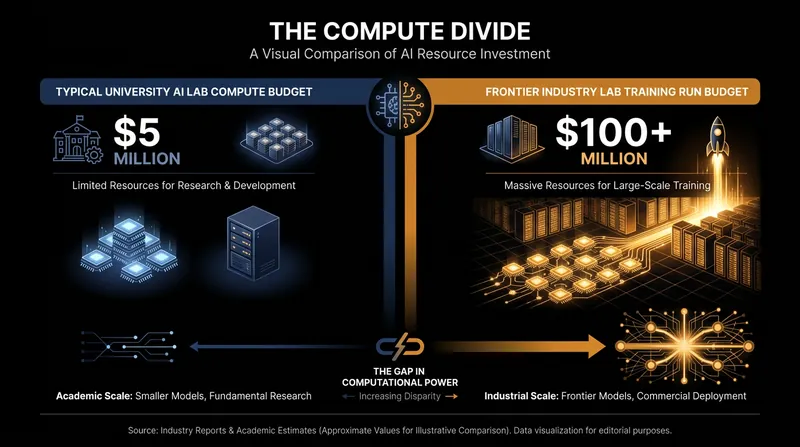 The financial realities of training frontier models have made it nearly impossible for universities to compete in foundational AI research.