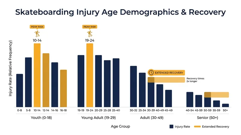 Bone healing and joint recovery can be up to five times slower for athletes in their mid-thirties.