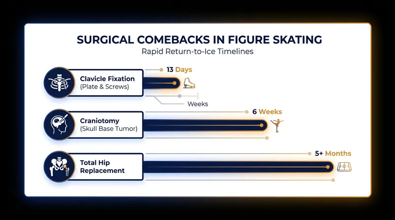Modern sports medicine and surgical interventions have drastically accelerated return-to-ice timelines.