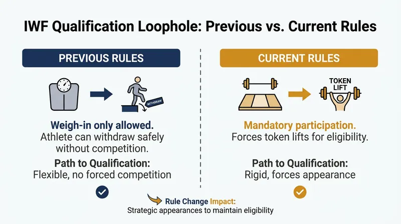How mandatory participation rules force injured athletes to perform token lifts.
