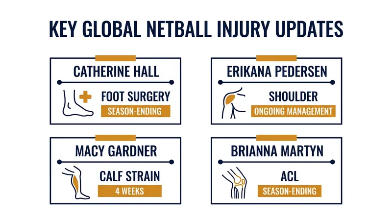 A snapshot of the latest injury statuses across the ANZ Premiership and Suncorp Super Netball.