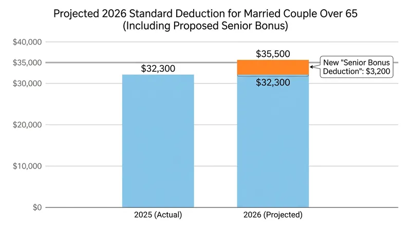 The expanded standard deduction significantly raises the tax-free threshold for retirees in 2026.