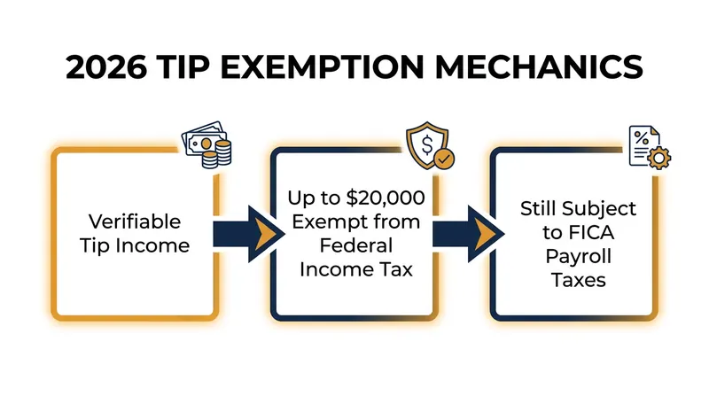 How the new tip exemption interacts with federal income and payroll taxes.