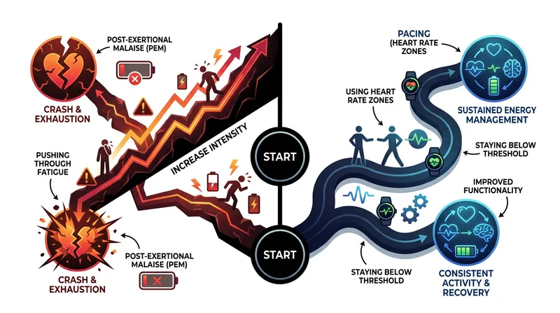 Wearable data has validated the shift away from Graded Exercise Therapy toward heart-rate-based pacing.